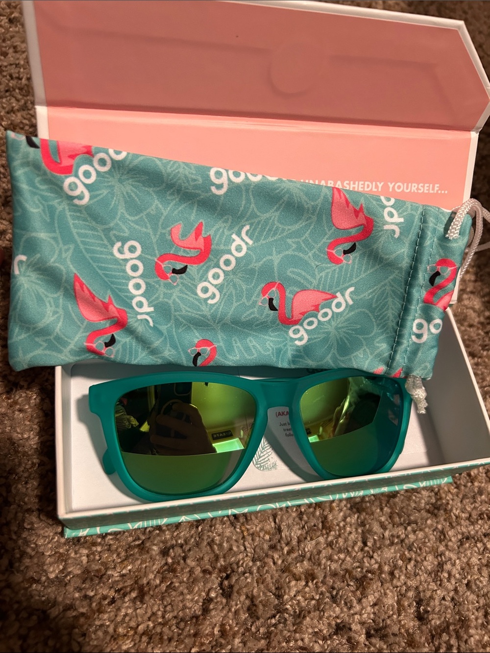 Goodr Teal Women's Polarized Sunglasses with Green Mirrored Lenses